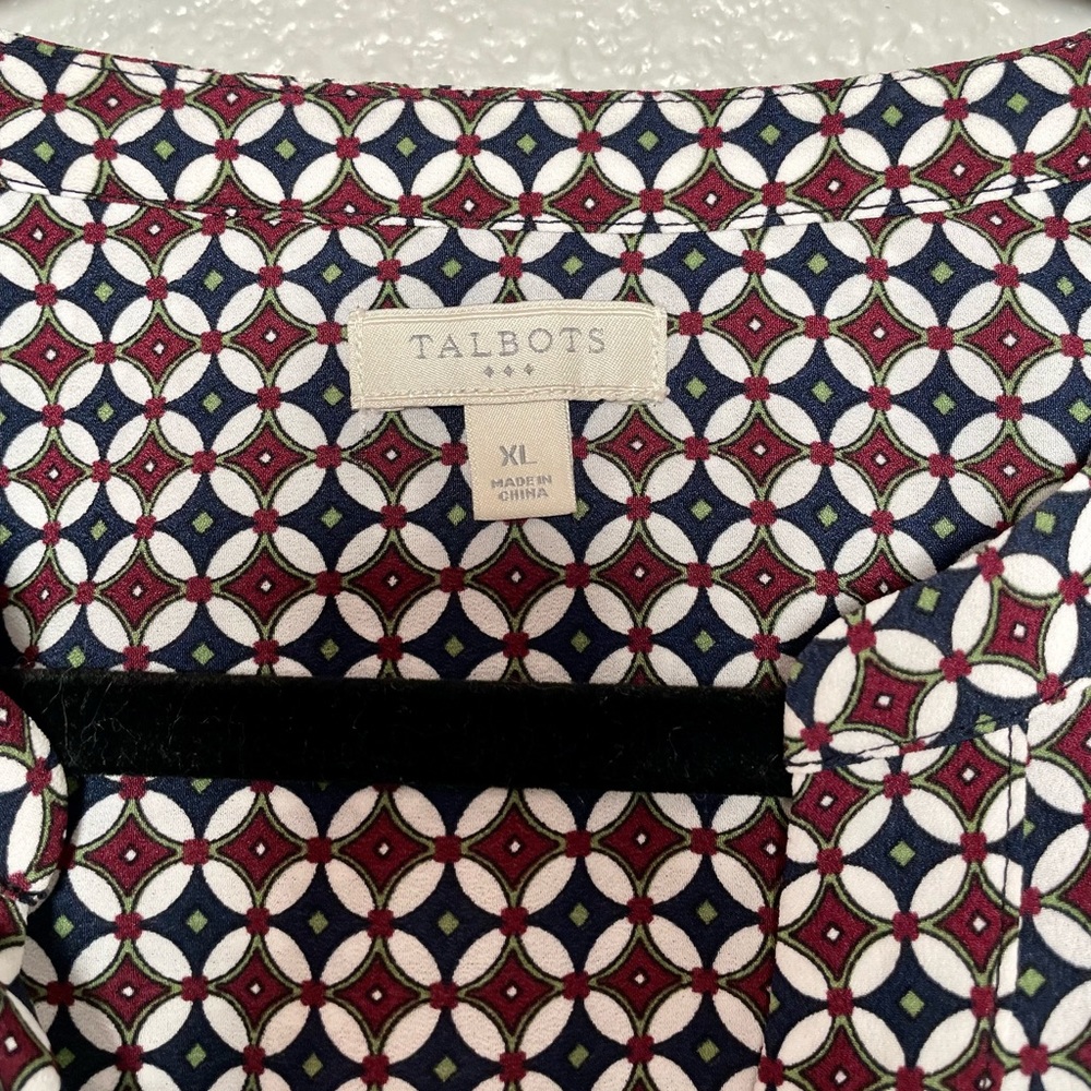Talbots Patterned Blouse With Button Front And Bo… - image 5